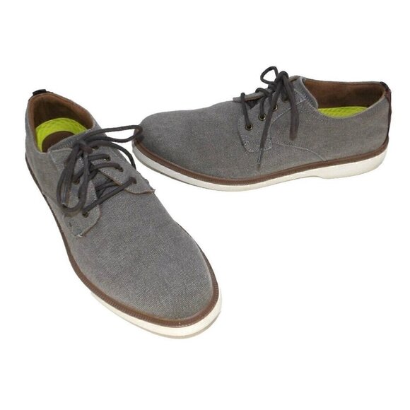 FLORSHEIM tan, gray canvas sneakers lace up shoes men's size 10 M - Picture 1 of 9
